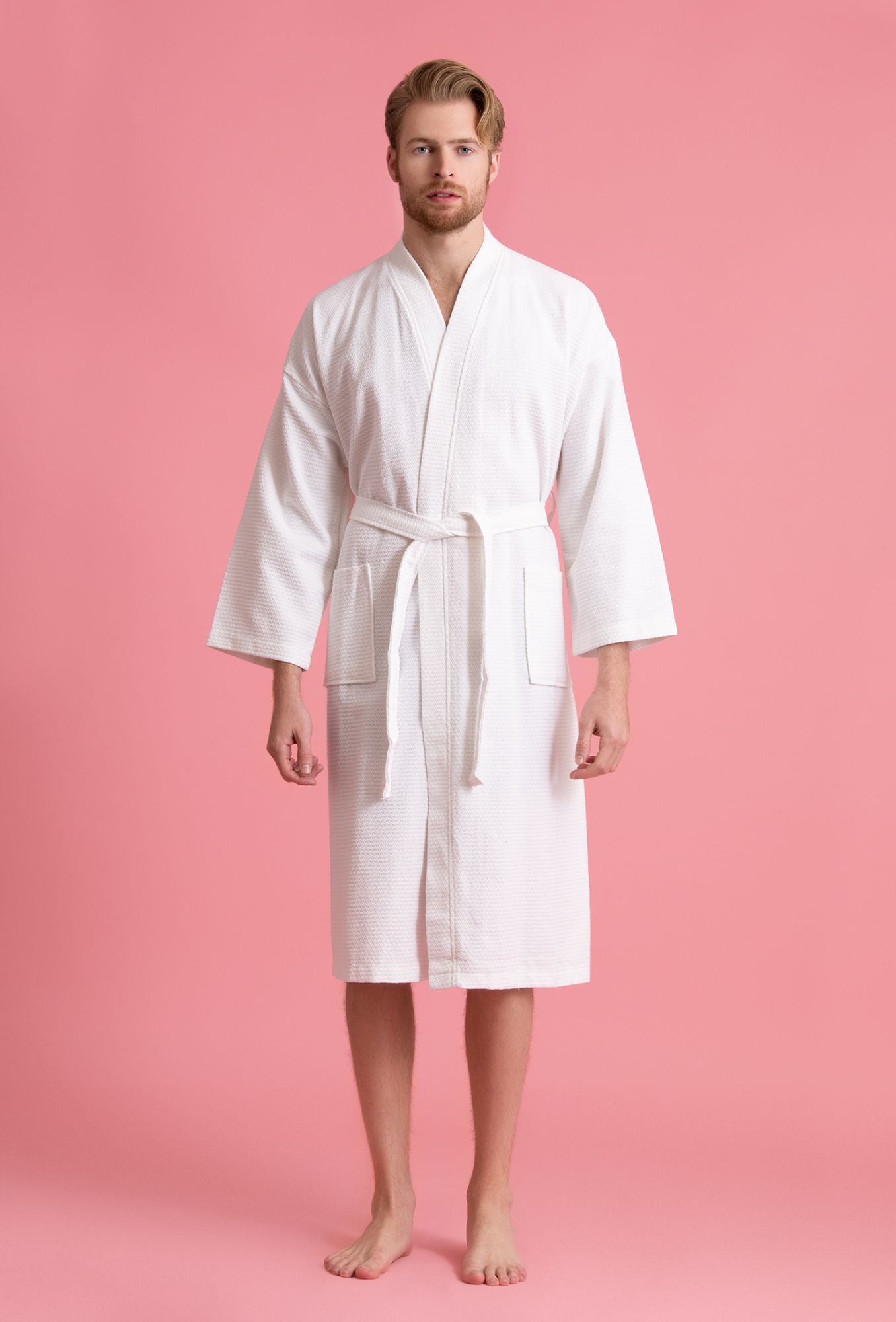 Waffle Weave White Cotton Dressing Gown Bath Robe Women's Large