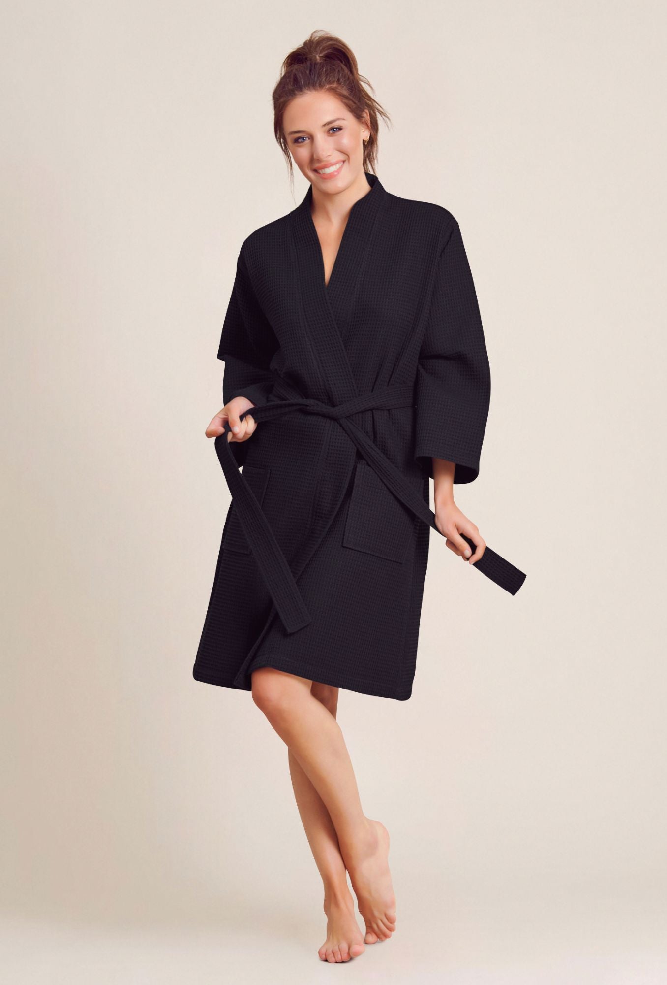 Luxury Bathrobes :: Plush Robes :: Super Soft Black Lightweight Plush Shawl  Short Women's Robe - Wholesale bathrobes, Spa robes, Kids robes, Cotton  robes, Spa Slippers, Wholesale Towels
