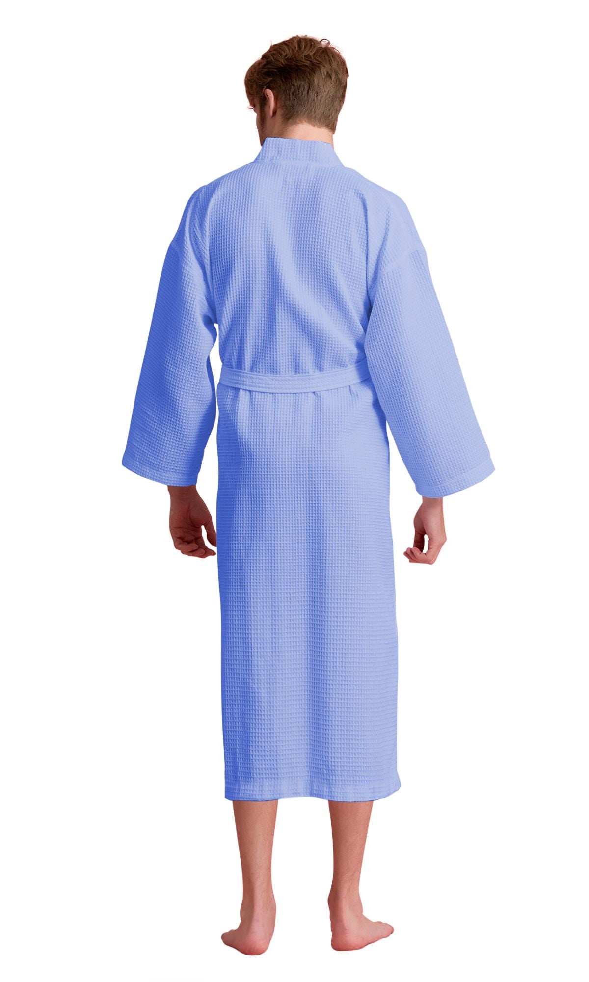 Men's Waffle Kimono Light Blue Robe – towelnrobe