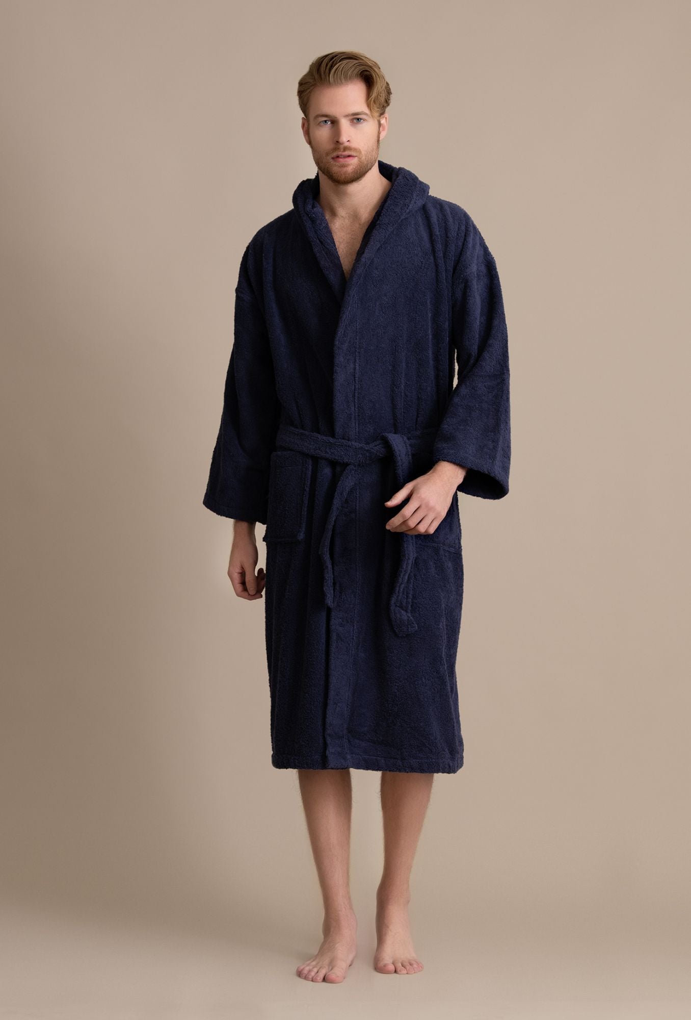 Buy Rangoli Cotton Bathrobe for Men with Matching Slippers, 400 GSM bath  robes with Pockets, Lightweight & Highly Absorbent Luxurious Full Sleeves  Unisex Bath Gown/Bath Robe, Navy Blue Online at Low Prices