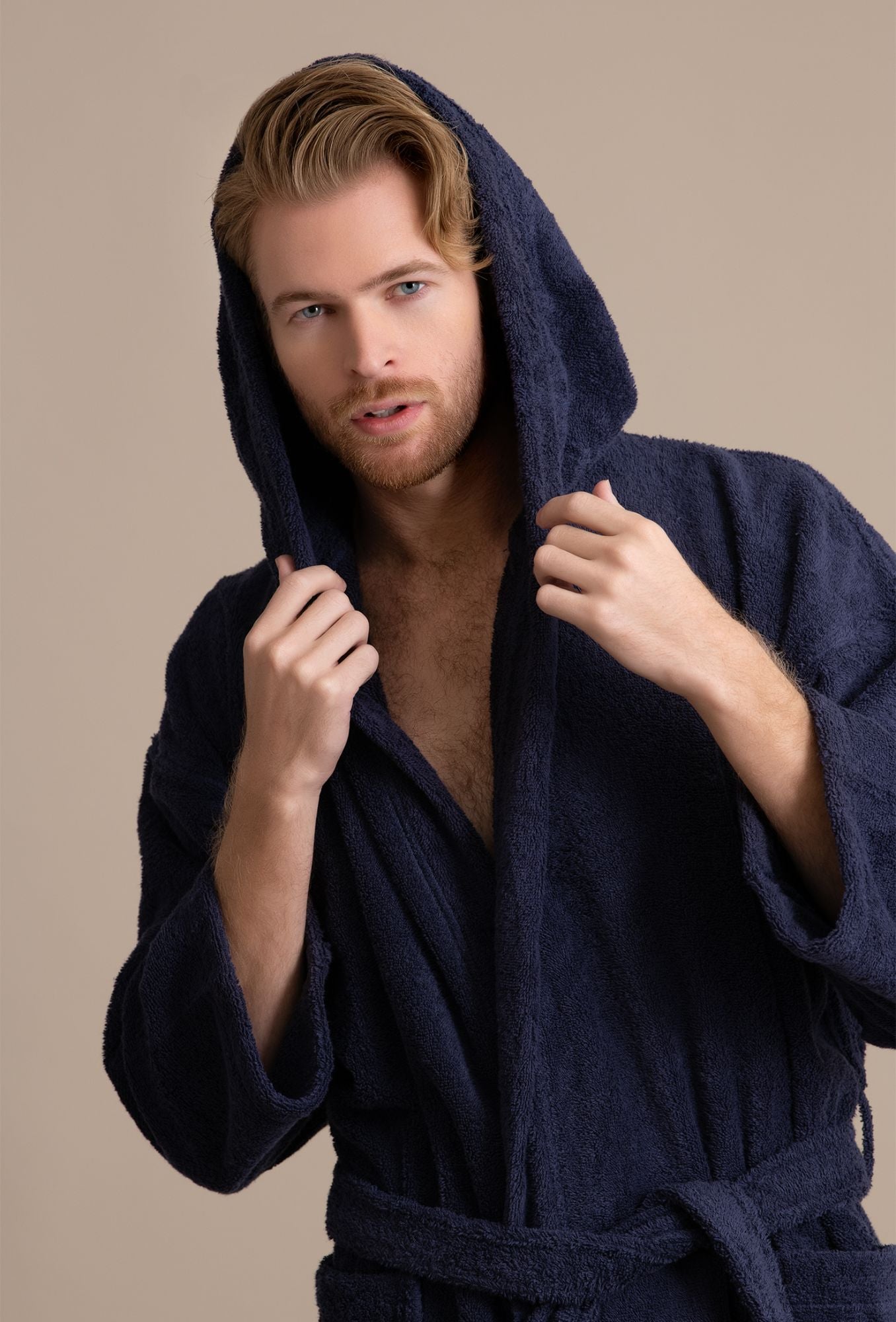 Adr Men's Classic Winter Robe, Full Length Hooded Bathrobe, Plush Fleece  Navy Blue With White Contrast 1x-2x : Target