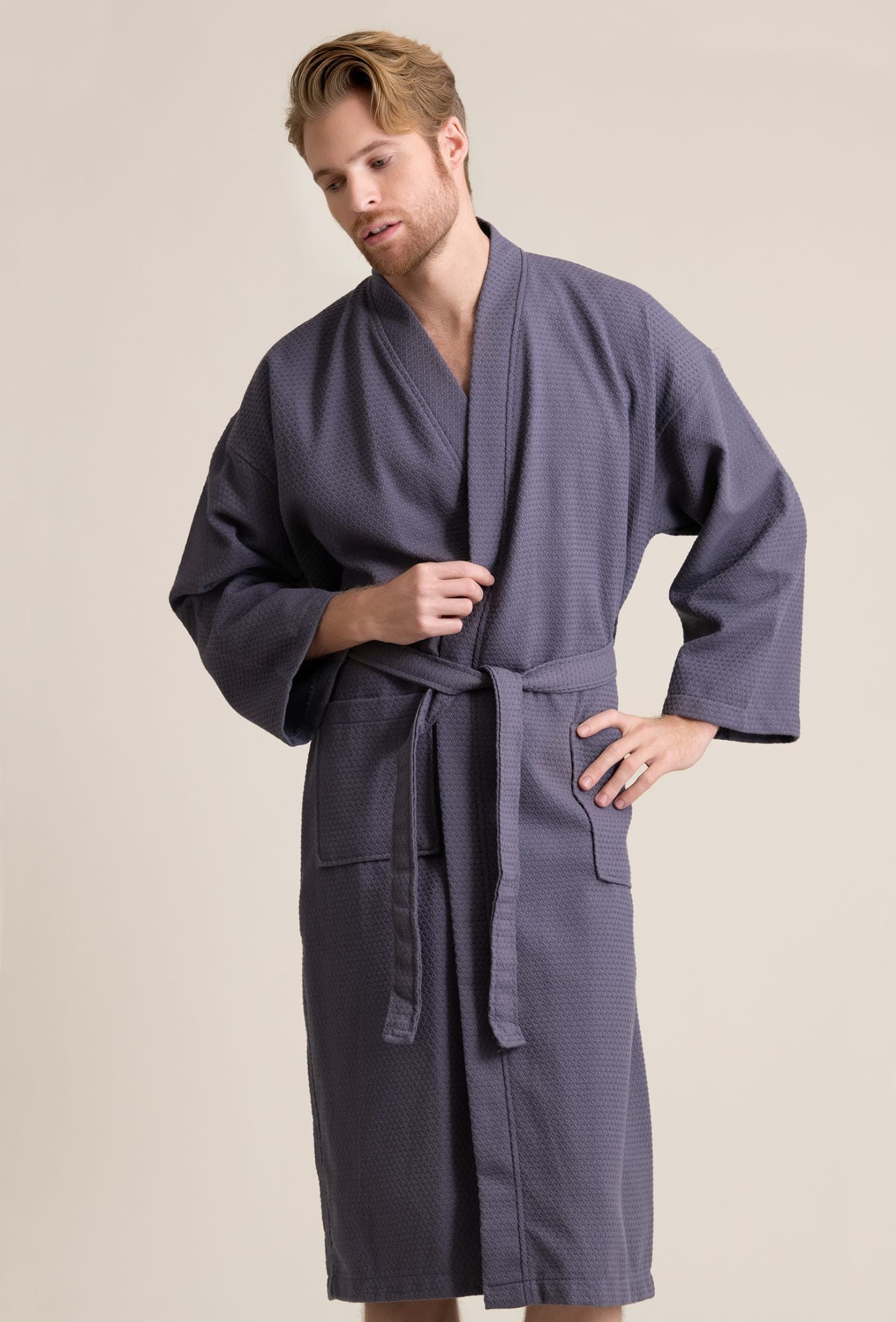 Ladies Dressing Gown 100% Cotton Soft Waffle Pattern Thick Womens Long  Bathrobe | eBay