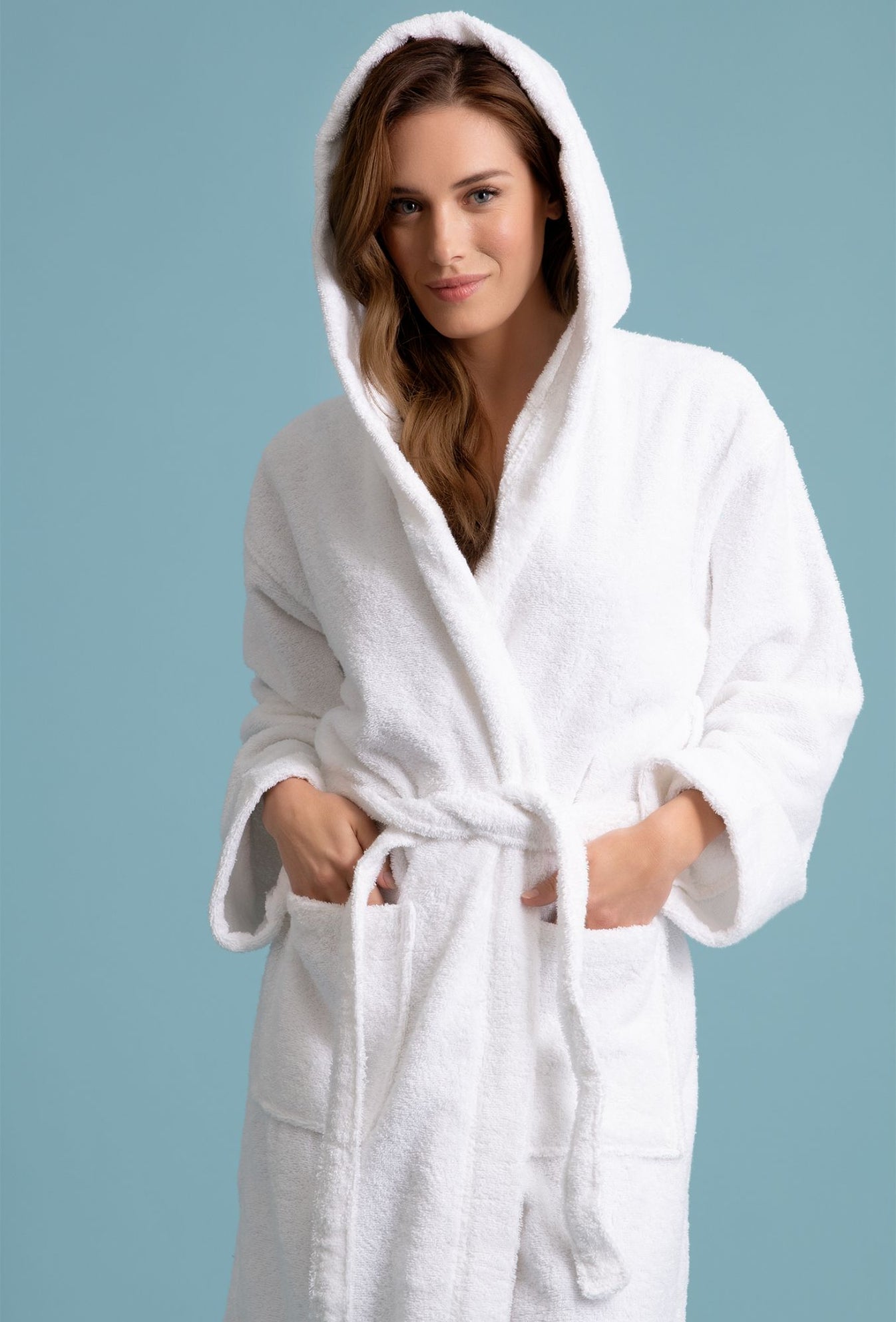 Women's Deluxe Turkish Hooded Cotton Loop terry weave Bathrobe Cotton