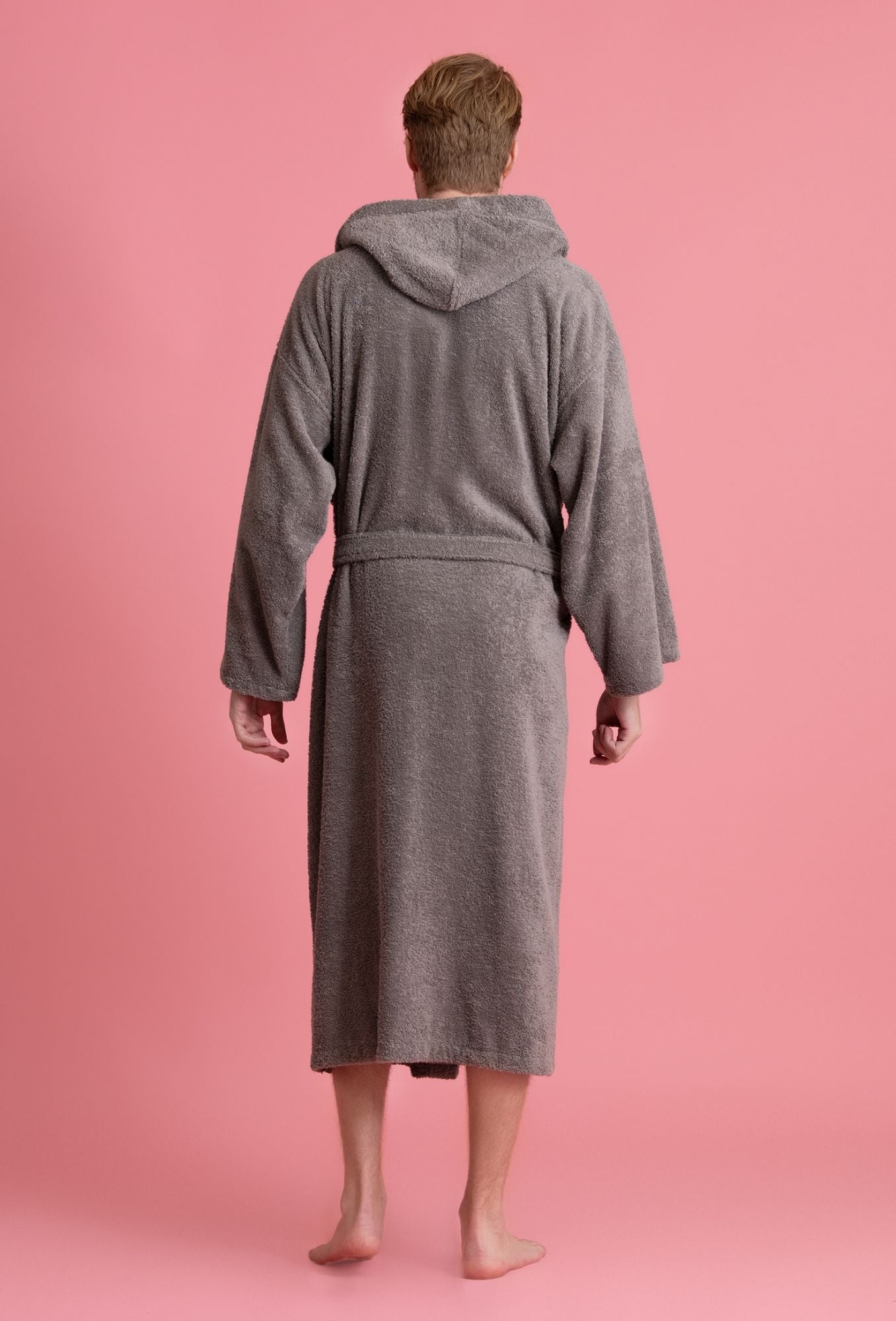 Men's Hooded Robe, Turkish Cotton Terry Hooded Spa Gray Bathrobe –  towelnrobe